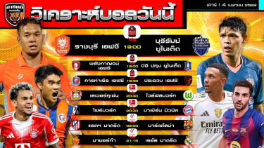 ดูวิเคราะห์ วิเคราะห์บอลวันนี้ | 4 เมษายน 2569 | ไทยลีก-บุนเดสลีกา-ลาลีกา | by อาทิตย์ บอลเต็ง (@itid007