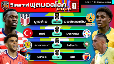 ดูวิเคราะห์ วิเคราะห์ฟุตบอลโลก2026 วันนี้ 19 มิถุนายน 2569 | by อาทิตย์ บอลเต็ง (@itid007)