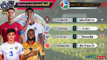 ดูวิเคราะห์ วิเคราะห์ฟุตบอลโลก 2026 อังคารที่ 23 มิถุนายน 2569|🇵🇦ปานามา สดใหม่🇨🇩คองโก รับแน่น🫡By #บลูบอลเด็ด