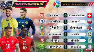 ดูวิเคราะห์ วิเคราะห์ฟุตบอลโลก🌎2026 วันพุธที่ 24 มิถุนายน 2569|🇧🇷แซมบ้า พริ้วไหว🇰🇷พลังโสม สุดสาย🫡By #บลูบอลเด็ด