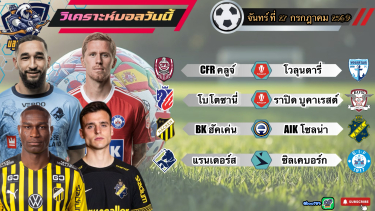 ดูวิเคราะห์ วิเคราะห์บอลวันนี้⚽️จันทร์ที่ 27 กรกฎาคม 2569|บอลลีกวันนี้จัดให้ชิลล์ชิลล์😄สี่คู่ครับ🫡By#บลูบอลเด็ด