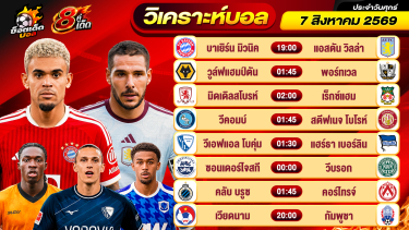 ดูวิเคราะห์ วิเคราะห์บอลวันนี้ ทีเด็ดบอล วันศุกร์ ที่ 7 สิงหาคม 2569 By ช็อตเด็ดบอลเต็ง