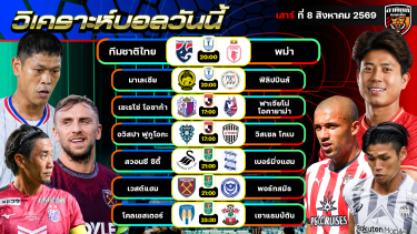 ดูวิเคราะห์ วิเคราะห์บอลวันนี้ | 8 สิงหาคม 2569 | ASEAN Cup เจลีก คาราบาวคัพ | by อาทิตย์ บอลเต็ง